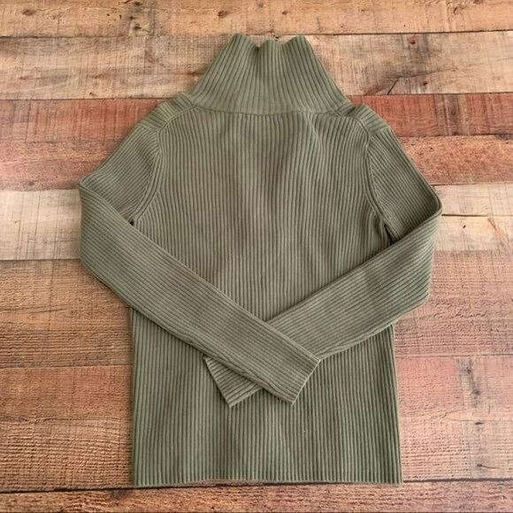 Grace Elements ribbed knit full zip up green sweater with oversized collar - M - Picture 8 of 8